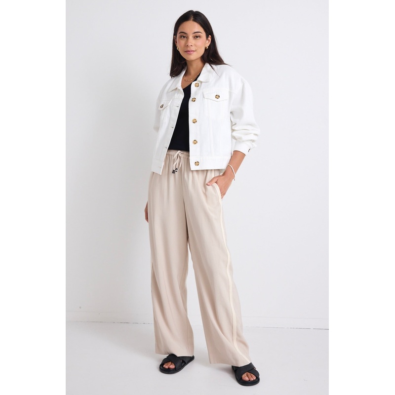 Havana Soft Ivory Drop Shoulder Denim Jacket