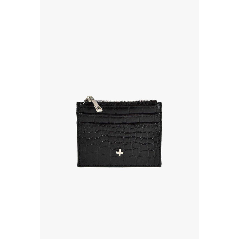 Ivy Black Croc Vegan Leather Card Holder