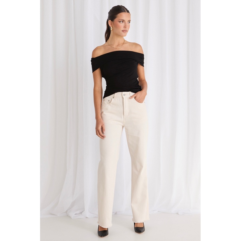 Juniper Ecru High Waist Wide Leg Jean