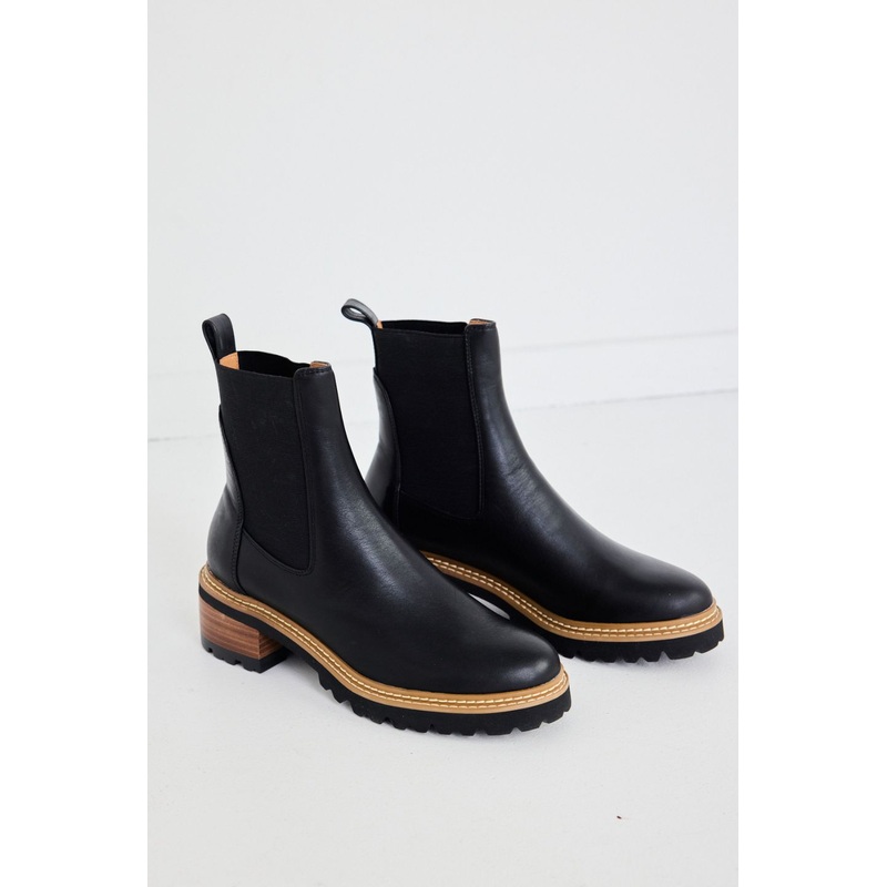 Linear Black Chelsea Elastic Ankle Boot