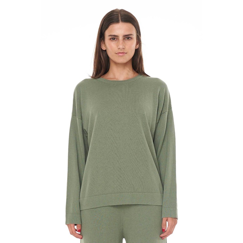 Neve Alpine Green Merino Knit Crew