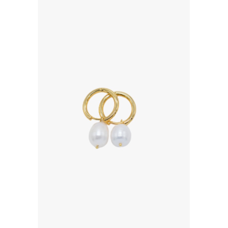 Pearl Gold Hoop Huggies