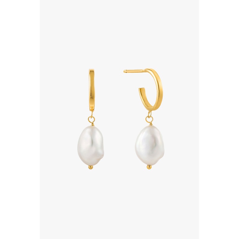 Pearl Mini Hoop Gold Earrings