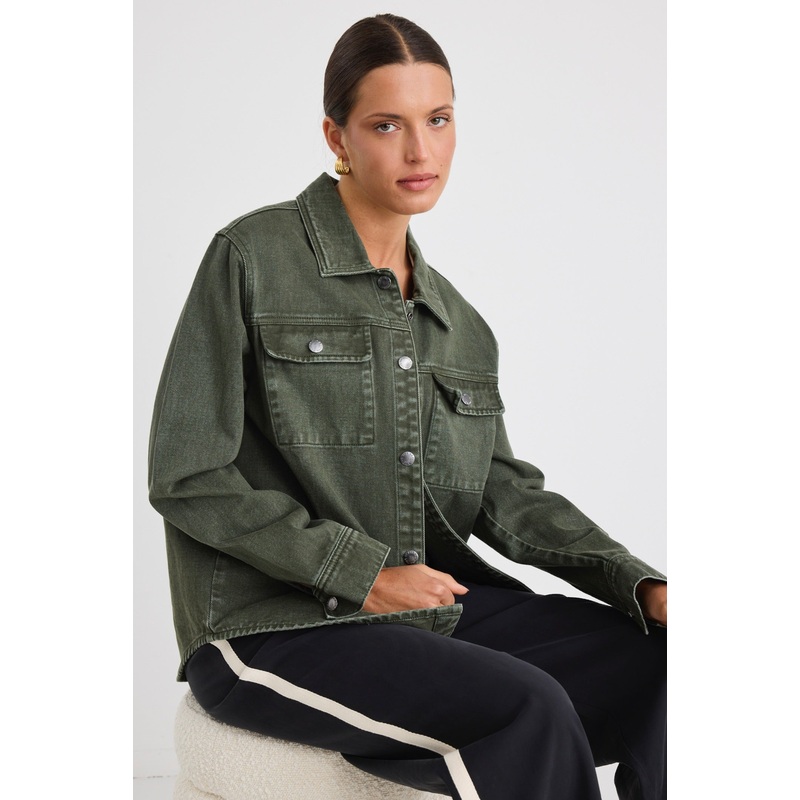 Penny Dark Khaki Denim Shacket