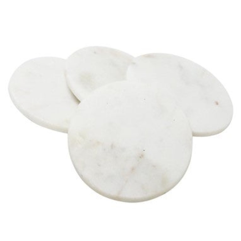 Round Stone Marble Coaster Set 4 10x10cm