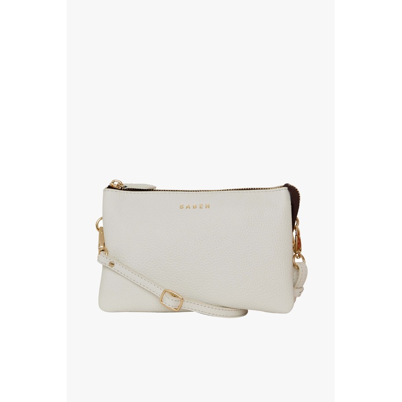 Tilly Multi Pocket White Leather Crossbody Clutch