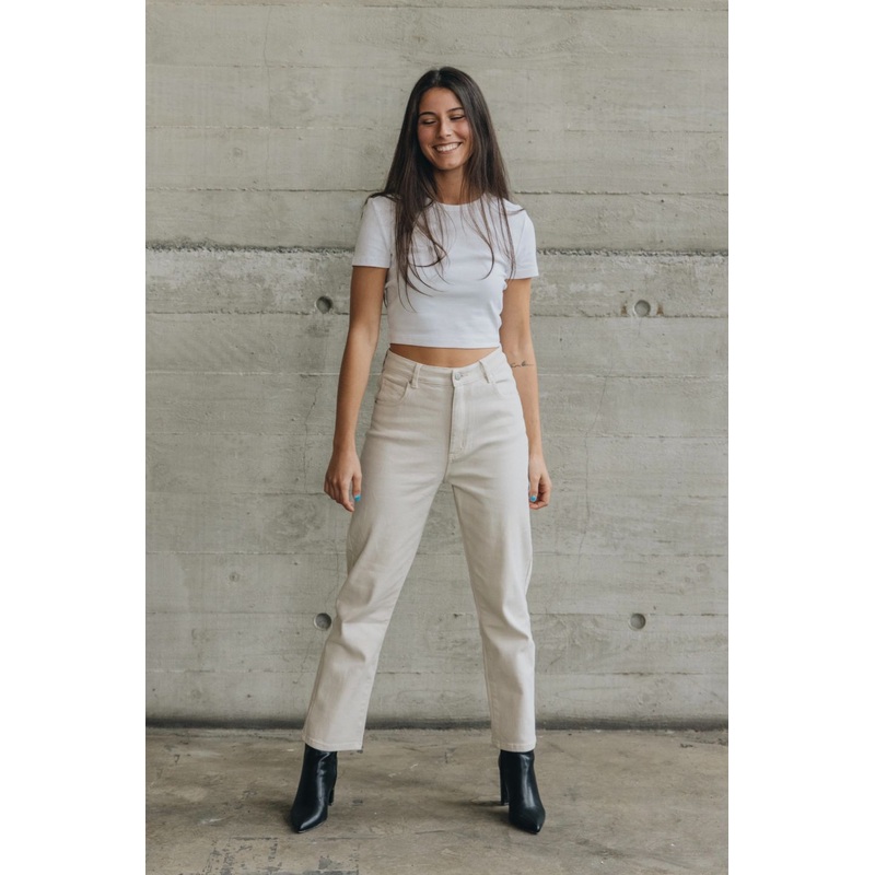 Tommy Ecru High Waist Straight Leg Jean