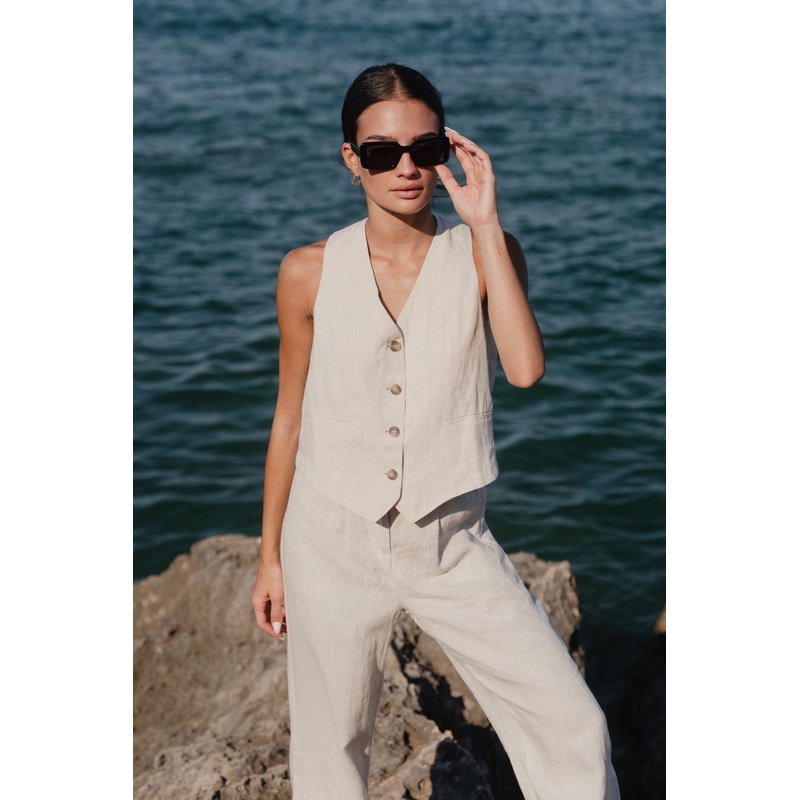 Virgo Natural Linen Vest