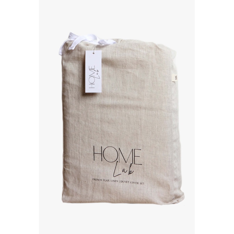 100% French Linen Duvet Cover Set Super King Natural Oatmeal