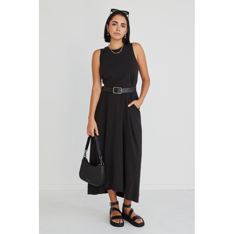 Base Black Knit Swing Dress