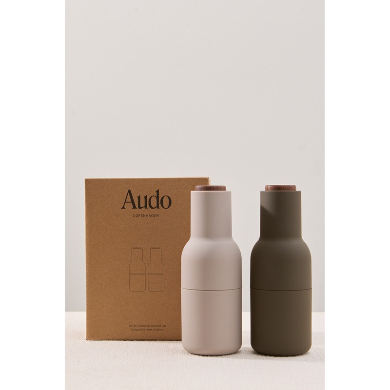 Bottle Grinder Hunting Green Beige with Walnut Lid 20.5cm 2 pack