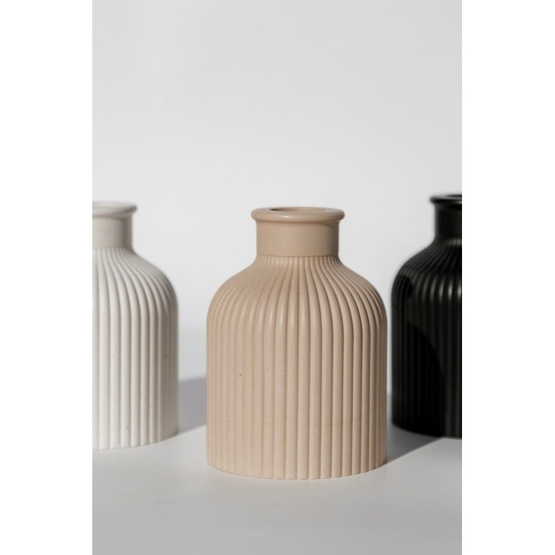 Bud Ribbed Tan 9.5cm Vase