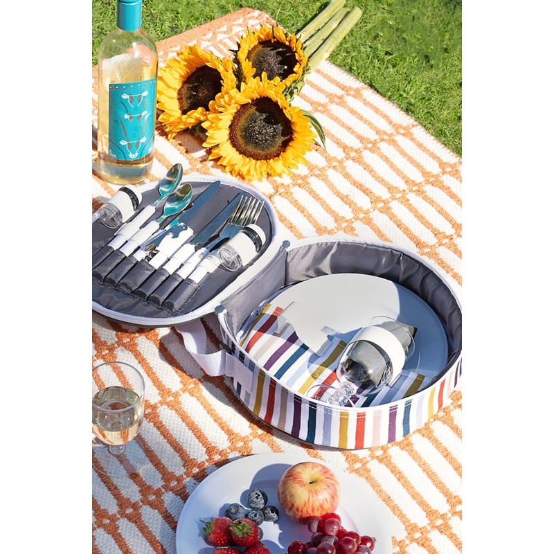 Country Living 2 Person Round Stripe Picnic Bag