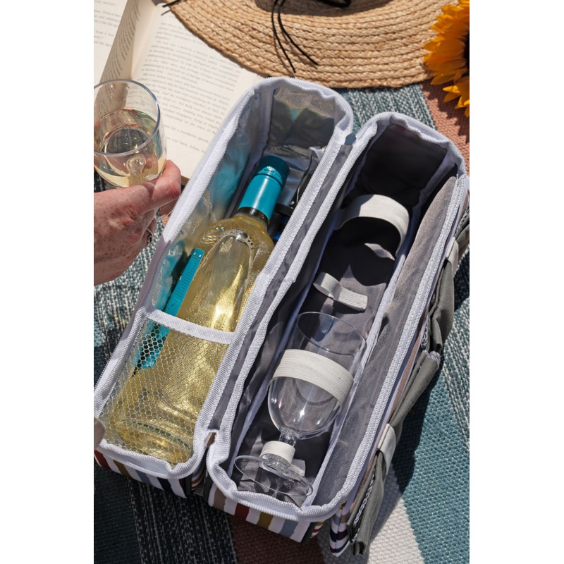 Country Living 2 Person Striped Wine Bag
