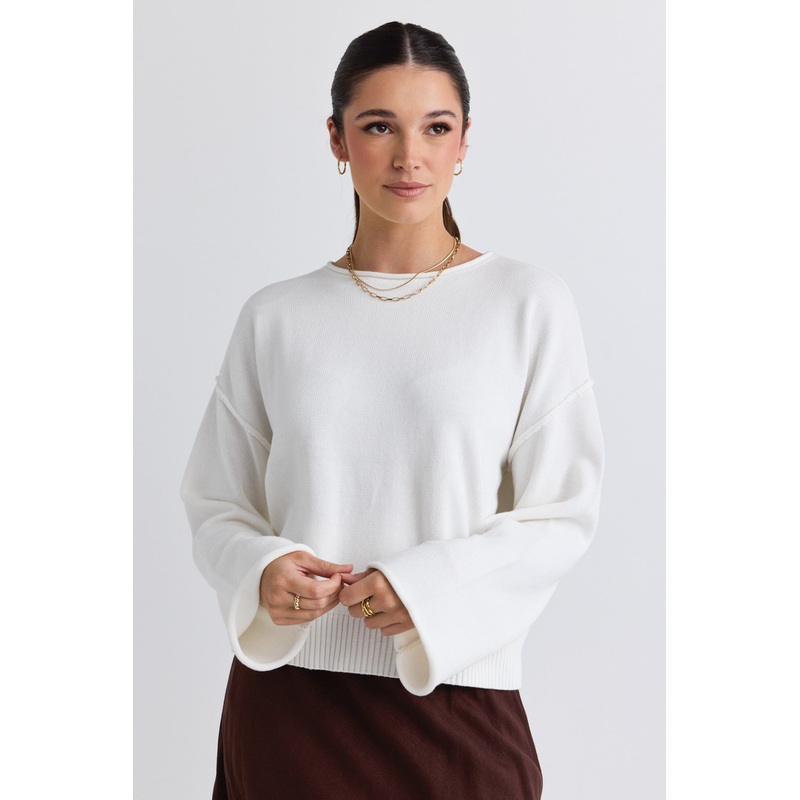Daytime Ivory LS Cotton Jumper