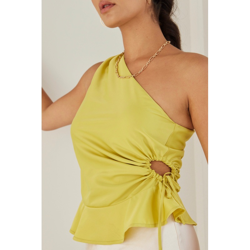 Fairytale Citron One Shoulder Cutout Top