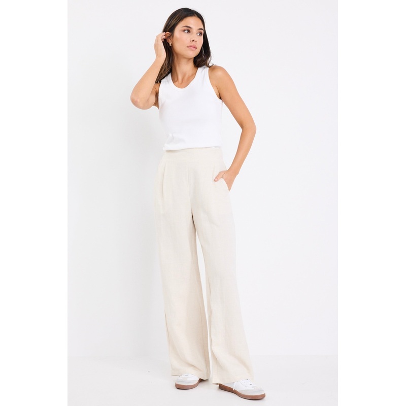 Guardian Natural Linen Viscose Elastic Back Pants