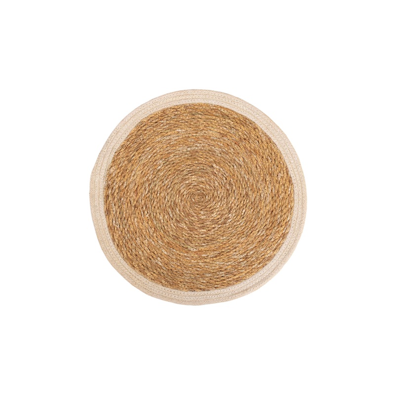 Jute Round White Border Placemat 400x400mm