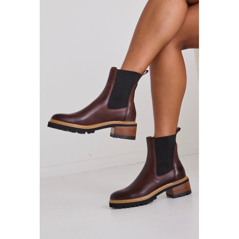 Linear Chestnut Chelsea Elastic Ankle Boot