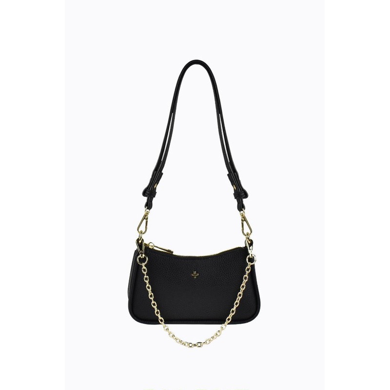 Poppi Black Gold Vegan Leather Gold Hardware Crossbody Bag