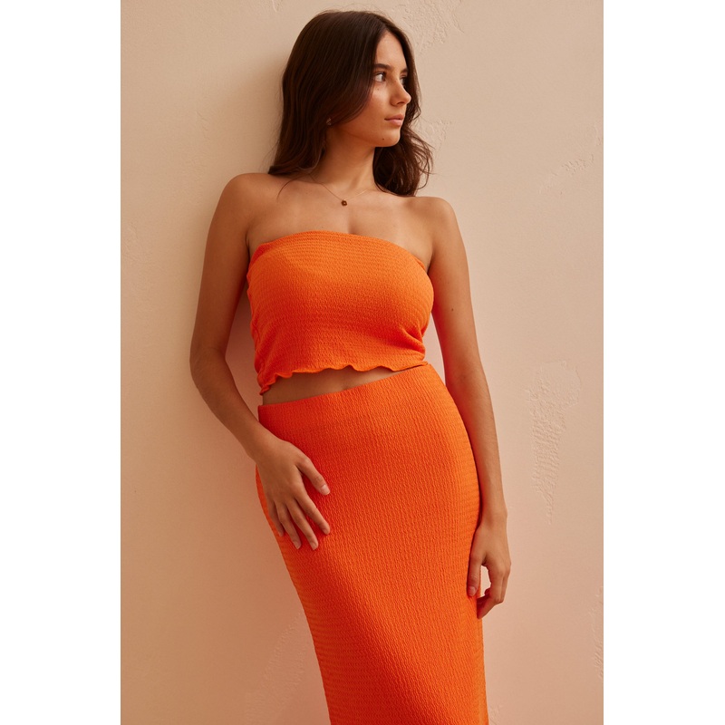 Solo Orange Zigzag Knit Tube Top