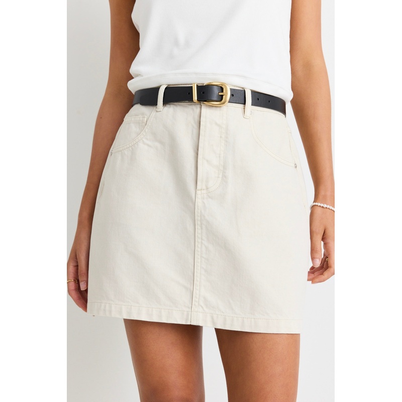 Sunny Soft Ivory Mini Denim Skirt