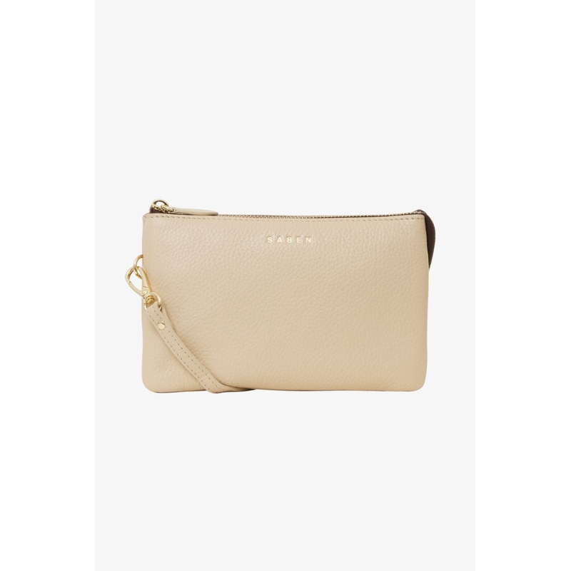 Tilly Multi Pocket Biscotti Leather Crossbody Bag