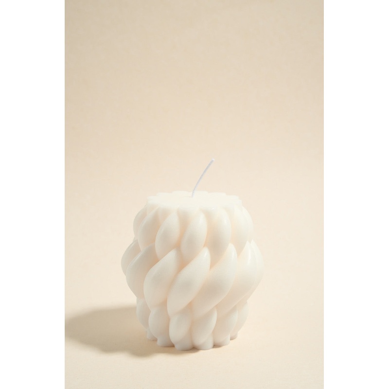 Twisted Raindrop Large Handmade Soy Ivory Candle
