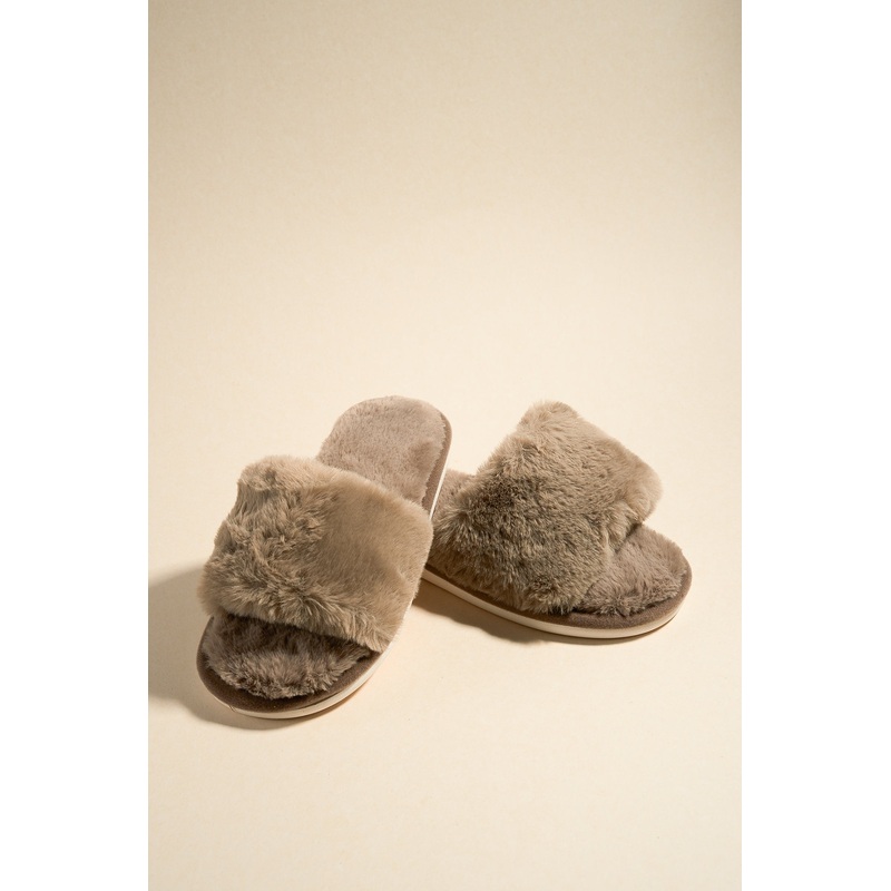 Warm Brown Fluffy Slippers