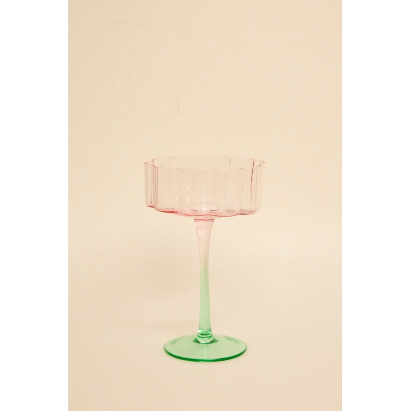 Bloom Wavy Pink Green Cocktail Glass