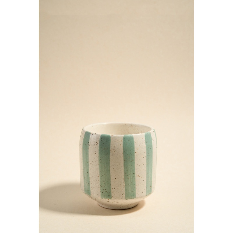 Blue Stone Stripe Large Ceramic Soy Wax Candle