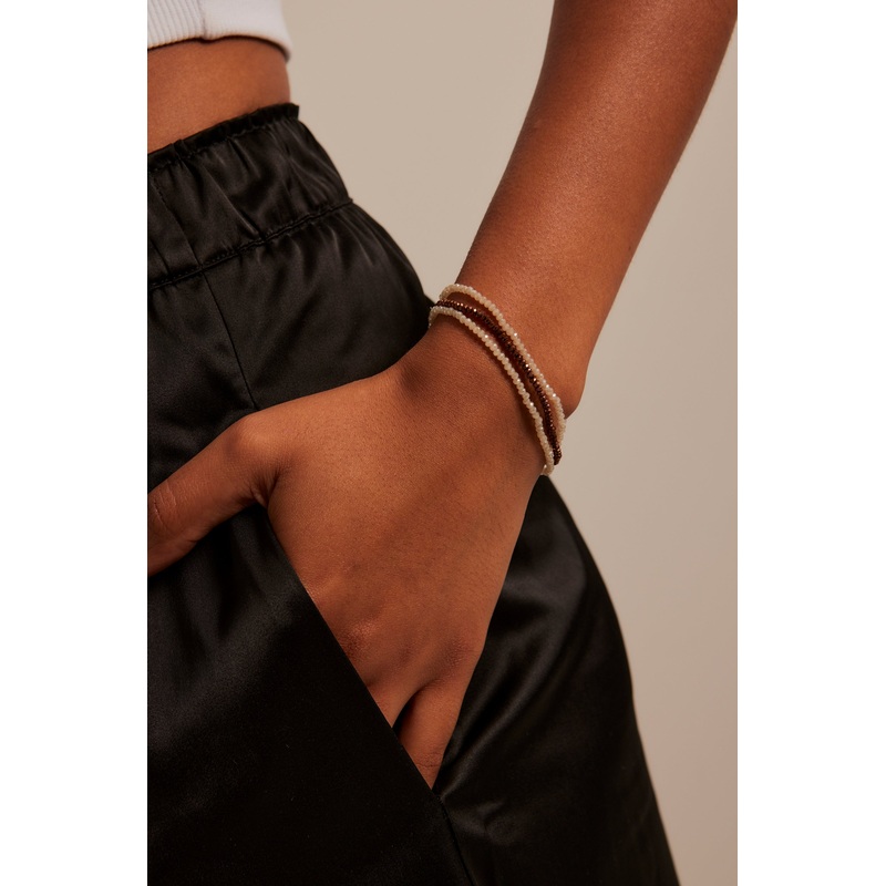 Bronze Beaded Set Of 3 Bracelets