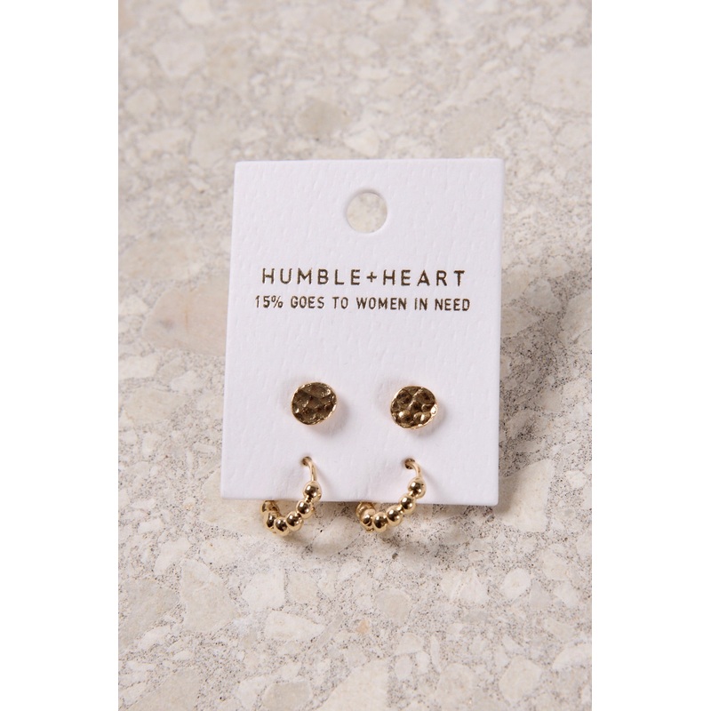 Bubble Hoop EOL Stud Set Gold Earrings