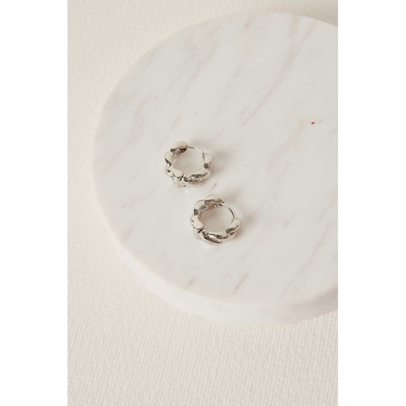 Chain Hoop EOL Rhodium Earrings