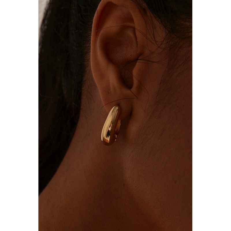 Chunky Drop Gold Hoop Earrings