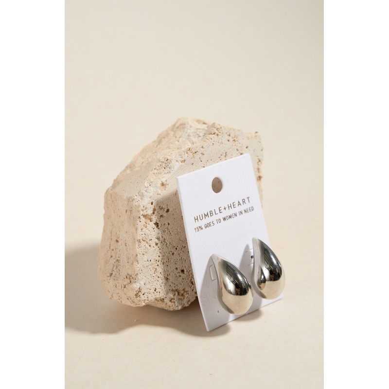 Chunky Teardrop EOL Rhodium Stud Earrings