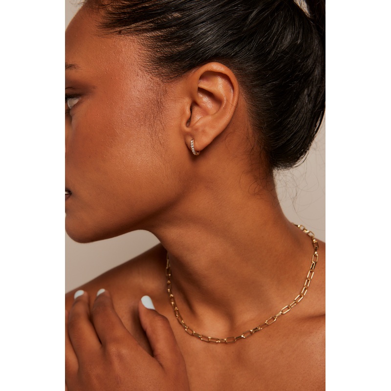 Classic Diamante Gold Huggie Earrings