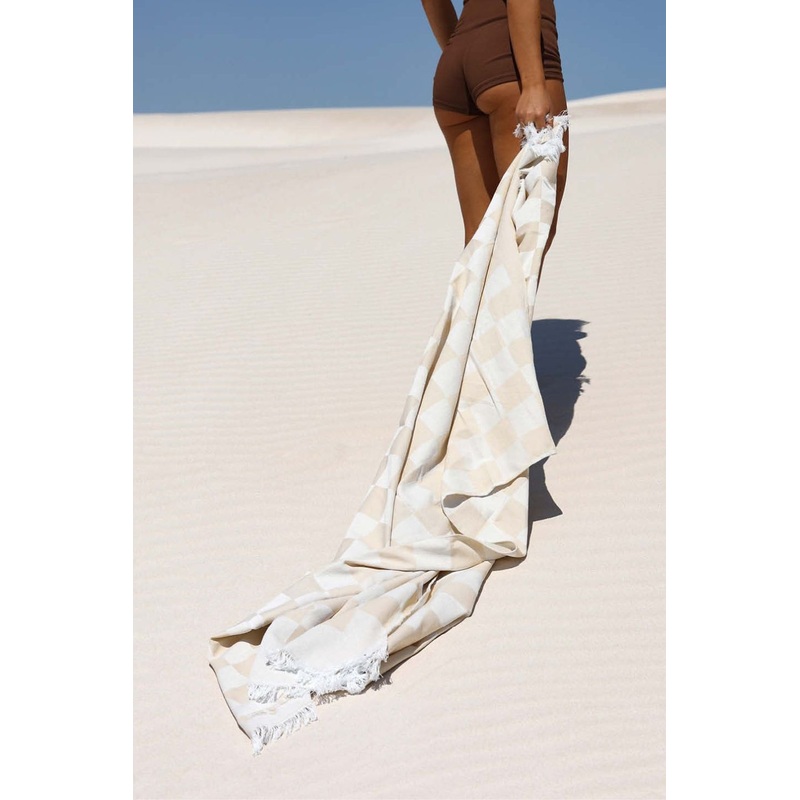 Cove Sand Check Cotton Beach Towel