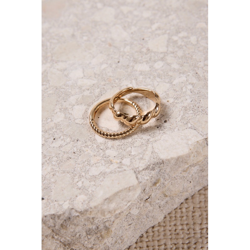 Double EOL Twist Gold Ring Set