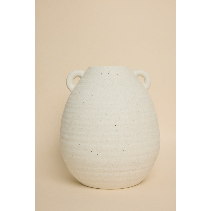 Double Handle White Textured 24cm Large Urn