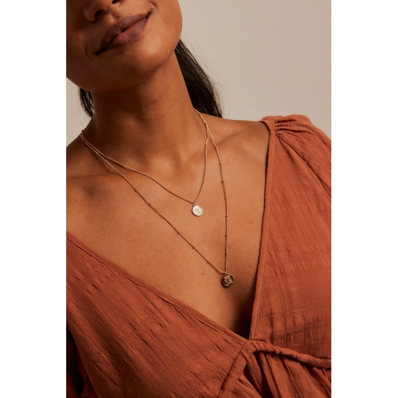 Double Layered Coin Gold Necklace