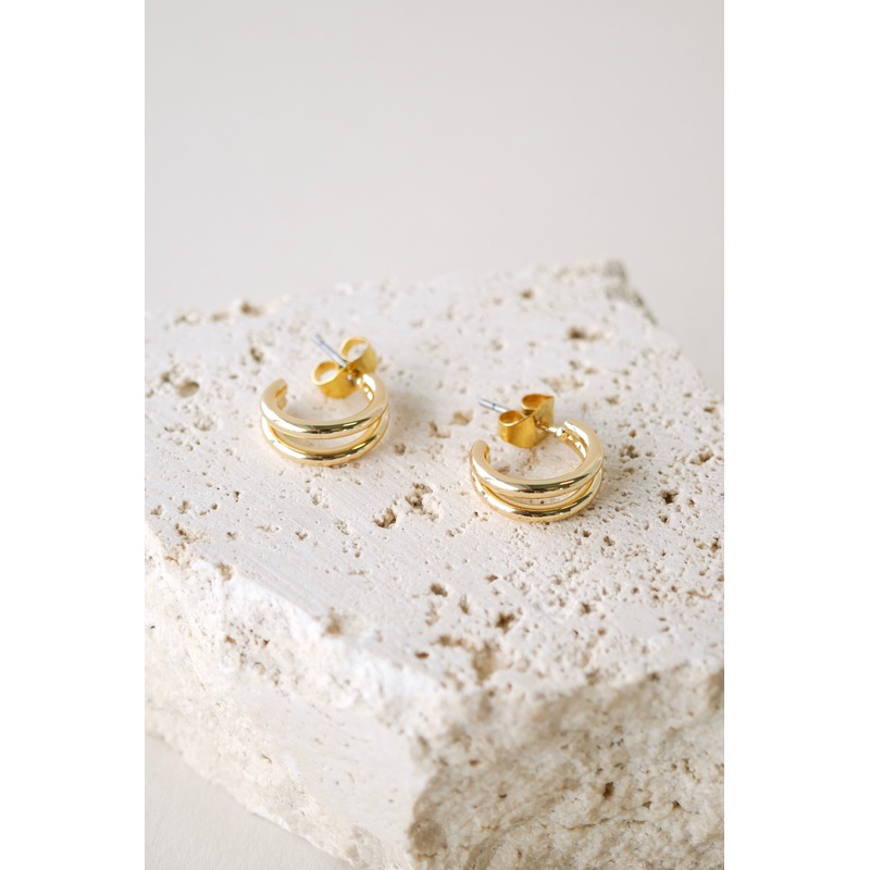 Double Loop Gold Earrings