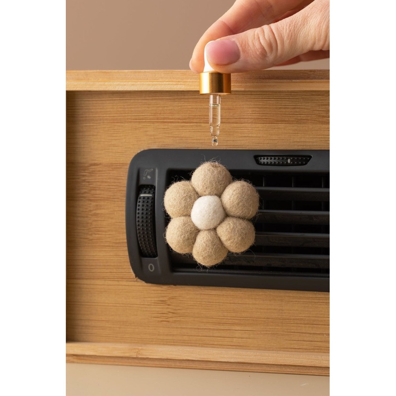 Felt Taupe Daisy Car Diffuser