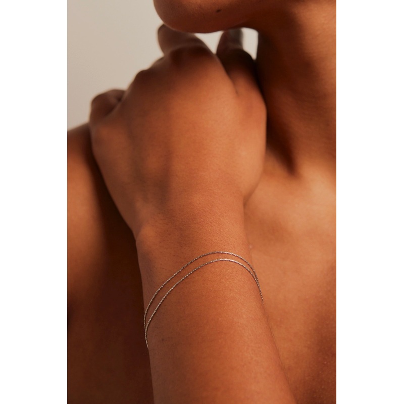 Fine Double EOL Chain Rhodium Bracelet