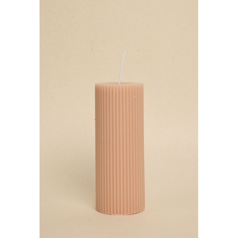 Flat Head Ribbed Column Medium Handmade Soy Nude Candle