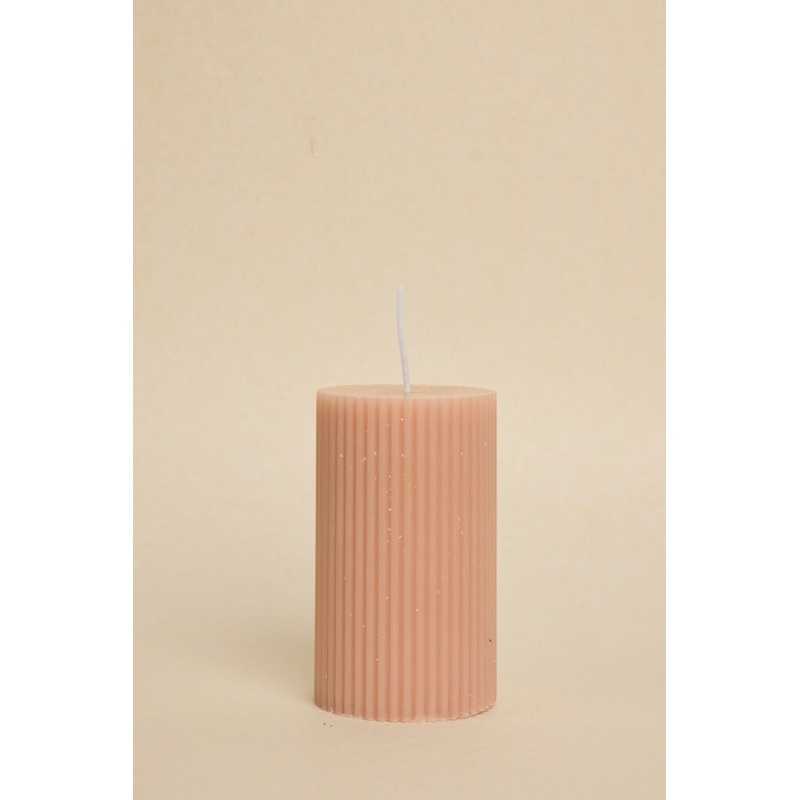 Flat Head Ribbed Column Small Handmade Soy Nude Candle