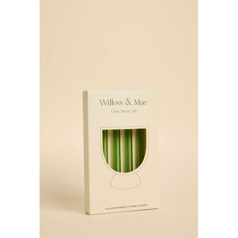Green Cocktail Short Reuseable Pk 4 Glass Drinking Straws