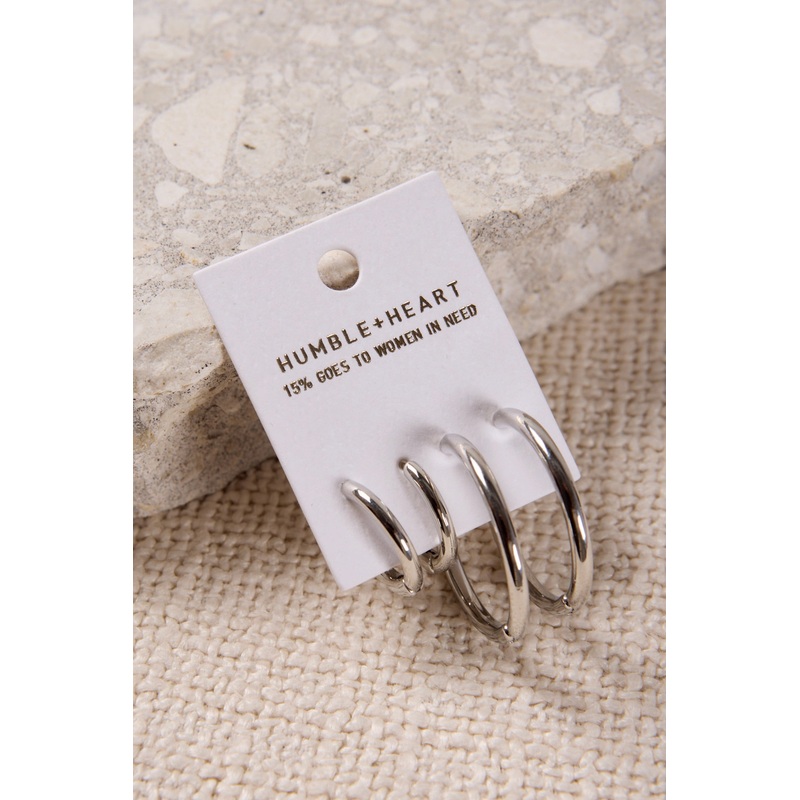 Hoop Set EOL Rhodium Earrings