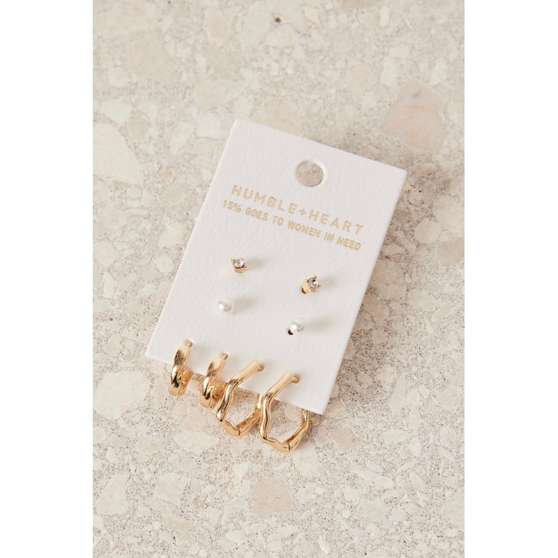 Huggie Stud 4 Sets Gold Earrings