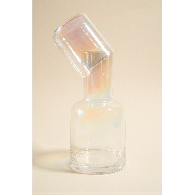 Iridescent Carafe with Drinking Glass